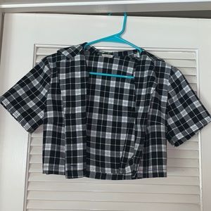 john galt one size black & white cropped flannel